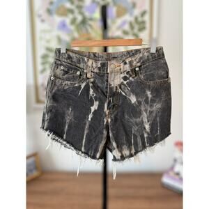 Jordache Vintage Women's Distressed Acid Wash Tie Dye Gray Cut Off Shorts S